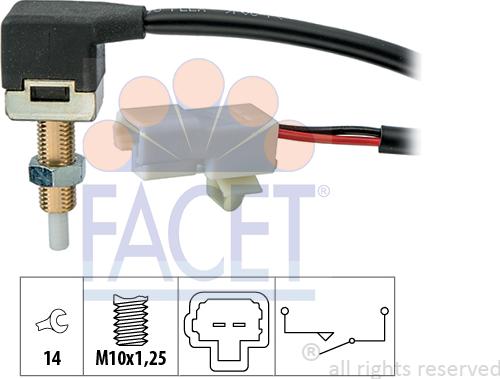 FACET 7.1289 - Выключатель, привод сцепления (Tempomat) autospares.lv