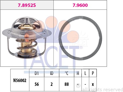 FACET 7.8952 - Термостат охлаждающей жидкости / корпус autospares.lv