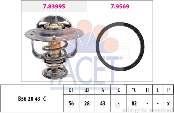 FACET 7.8444 - Термостат охлаждающей жидкости / корпус autospares.lv