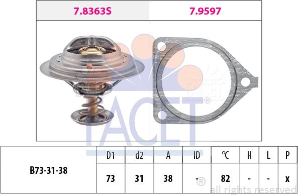 FACET 7.8441 - Термостат охлаждающей жидкости / корпус autospares.lv