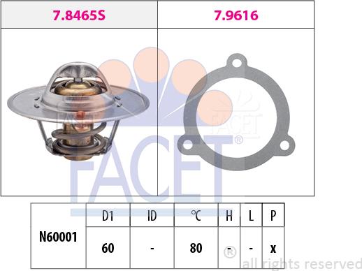 FACET 7.8465 - Термостат охлаждающей жидкости / корпус autospares.lv