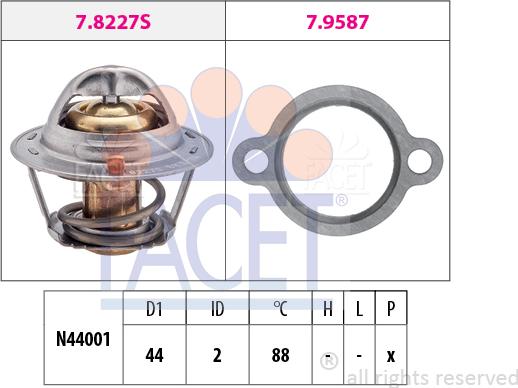 FACET 7.8409 - Термостат охлаждающей жидкости / корпус autospares.lv