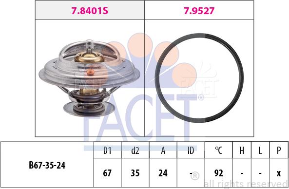 FACET 7.8401 - Термостат охлаждающей жидкости / корпус autospares.lv