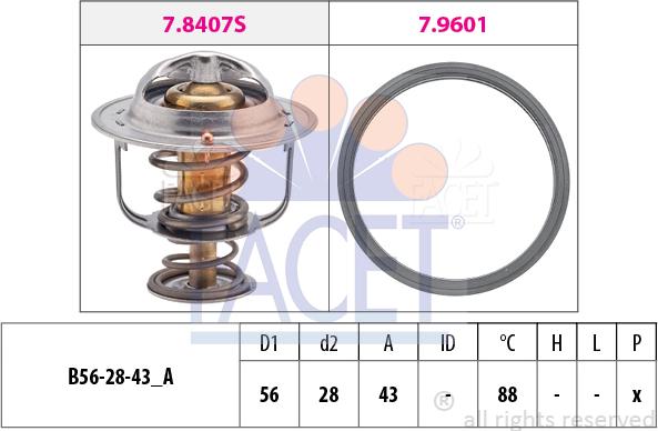 FACET 7.8408 - Термостат охлаждающей жидкости / корпус autospares.lv