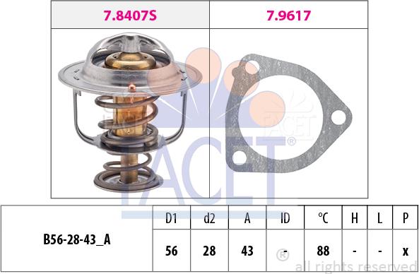 FACET 7.8407 - Термостат охлаждающей жидкости / корпус autospares.lv