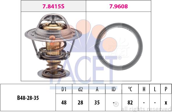 FACET 7.8415 - Термостат охлаждающей жидкости / корпус autospares.lv