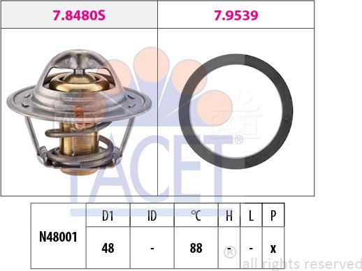 FACET 7.8480 - Термостат охлаждающей жидкости / корпус autospares.lv