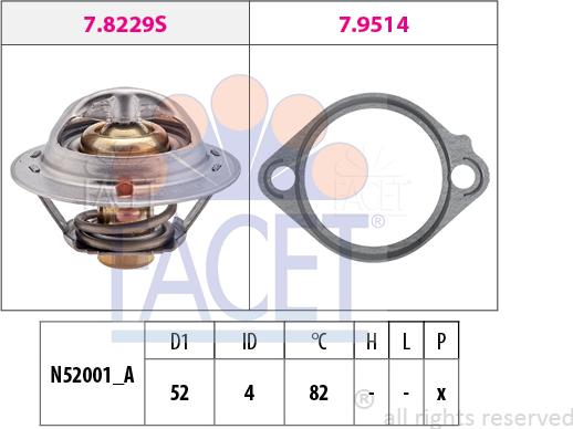 FACET 7.8437 - Термостат охлаждающей жидкости / корпус autospares.lv