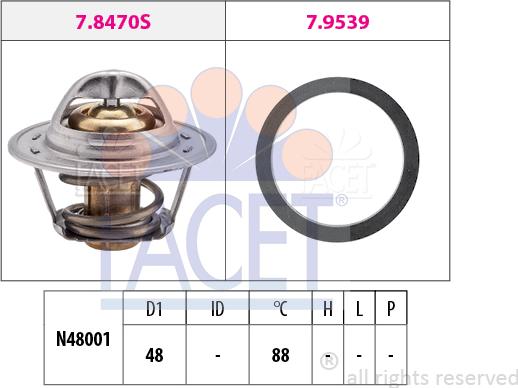 FACET 7.8470 - Термостат охлаждающей жидкости / корпус autospares.lv