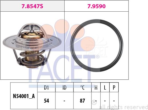 FACET 7.8547 - Термостат охлаждающей жидкости / корпус autospares.lv