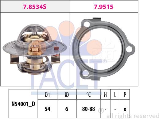 FACET 7.8534 - Термостат охлаждающей жидкости / корпус autospares.lv