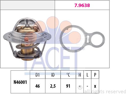 FACET 7.8524 - Термостат охлаждающей жидкости / корпус autospares.lv