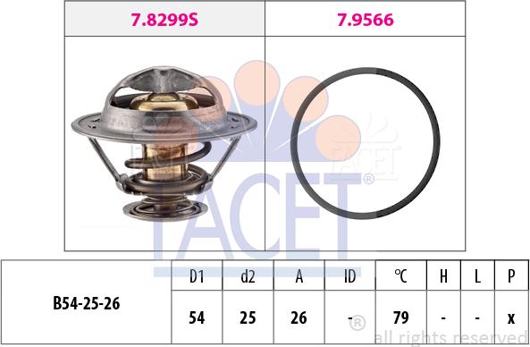FACET 7.8525 - Термостат охлаждающей жидкости / корпус autospares.lv