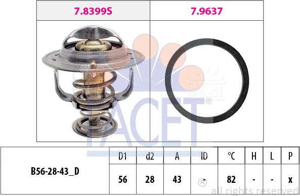 FACET 7.8522 - Термостат охлаждающей жидкости / корпус autospares.lv