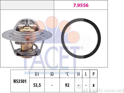 FACET 7.8576 - Термостат охлаждающей жидкости / корпус autospares.lv