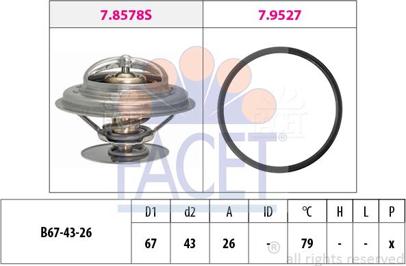 FACET 7.8577 - Термостат охлаждающей жидкости / корпус autospares.lv