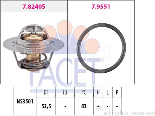 FACET 7.8654 - Термостат охлаждающей жидкости / корпус autospares.lv