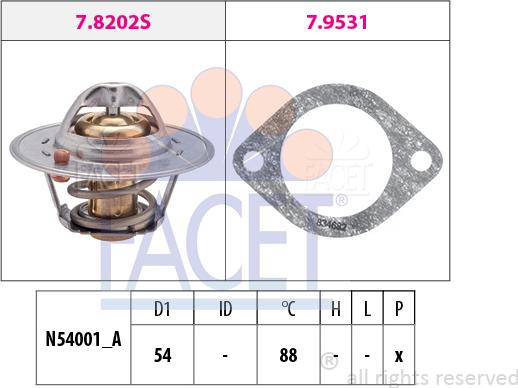 FACET 7.8600 - Термостат охлаждающей жидкости / корпус autospares.lv