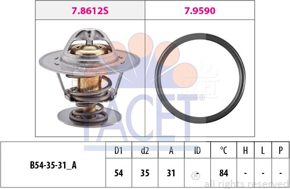 FACET 7.8612 - Термостат охлаждающей жидкости / корпус autospares.lv