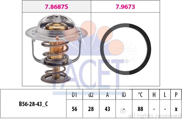 FACET 7.8688 - Термостат охлаждающей жидкости / корпус autospares.lv