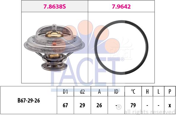 FACET 7.8638 - Термостат охлаждающей жидкости / корпус autospares.lv