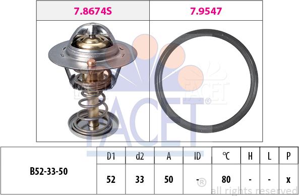 FACET 7.8674 - Термостат охлаждающей жидкости / корпус autospares.lv