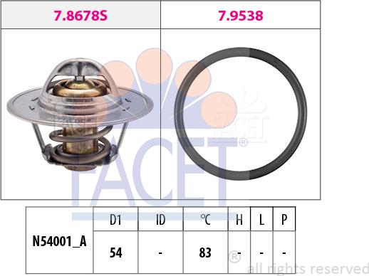 FACET 7.8678 - Термостат охлаждающей жидкости / корпус autospares.lv