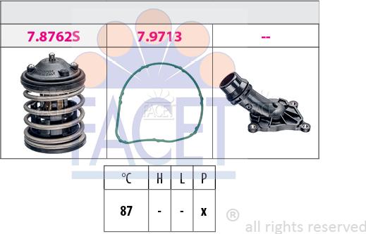 FACET 7.8851K - Термостат охлаждающей жидкости / корпус autospares.lv