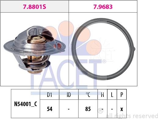 FACET 7.8803 - Термостат охлаждающей жидкости / корпус autospares.lv