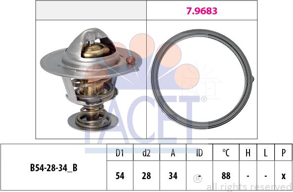 FACET 7.8834 - Термостат охлаждающей жидкости / корпус autospares.lv