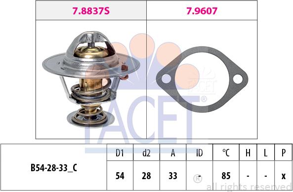 FACET 7.8838 - Термостат охлаждающей жидкости / корпус autospares.lv
