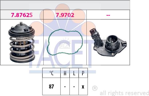 FACET 7.8827K - Термостат охлаждающей жидкости / корпус autospares.lv