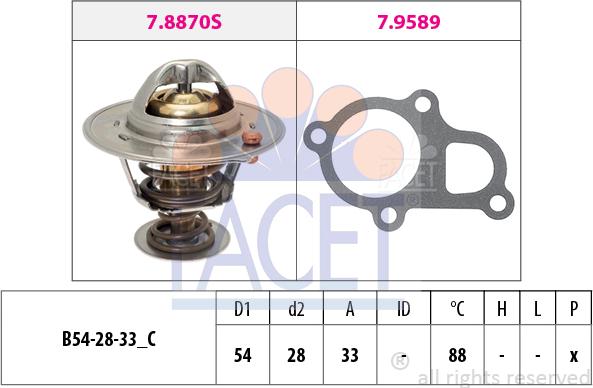 FACET 7.8870 - Термостат охлаждающей жидкости / корпус autospares.lv