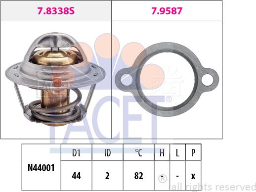 FACET 7.8368 - Термостат охлаждающей жидкости / корпус autospares.lv