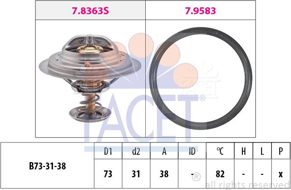 FACET 7.8363 - Термостат охлаждающей жидкости / корпус autospares.lv