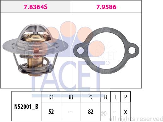 FACET 7.8367 - Термостат охлаждающей жидкости / корпус autospares.lv