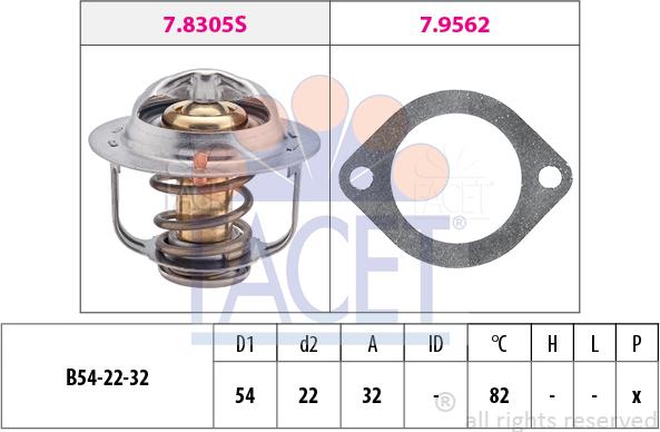 FACET 7.8306 - Термостат охлаждающей жидкости / корпус autospares.lv