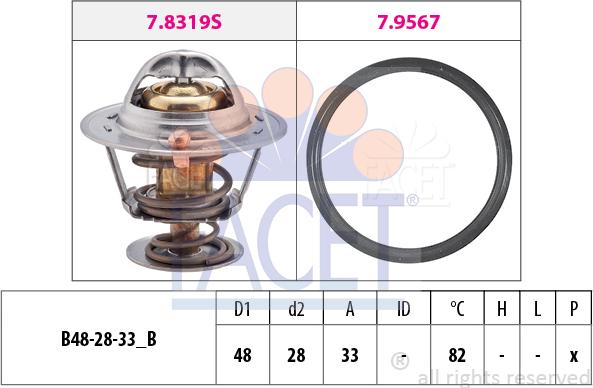 FACET 7.8319 - Термостат охлаждающей жидкости / корпус autospares.lv