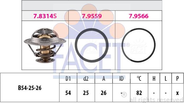 FACET 7.8314 - Термостат охлаждающей жидкости / корпус autospares.lv