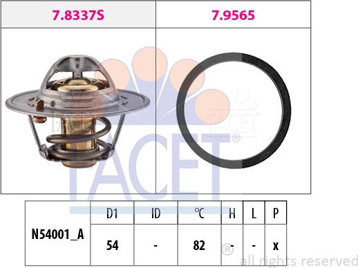 FACET 7.8334 - Термостат охлаждающей жидкости / корпус autospares.lv