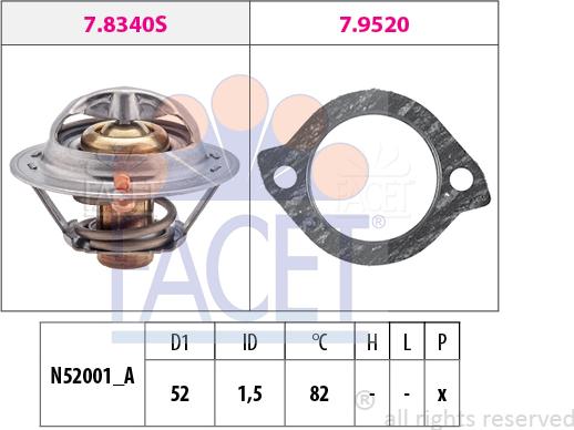 FACET 7.8331 - Термостат охлаждающей жидкости / корпус autospares.lv