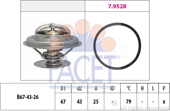 FACET 7.8333 - Термостат охлаждающей жидкости / корпус autospares.lv