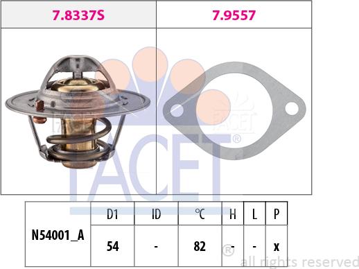 FACET 7.8337 - Термостат охлаждающей жидкости / корпус autospares.lv