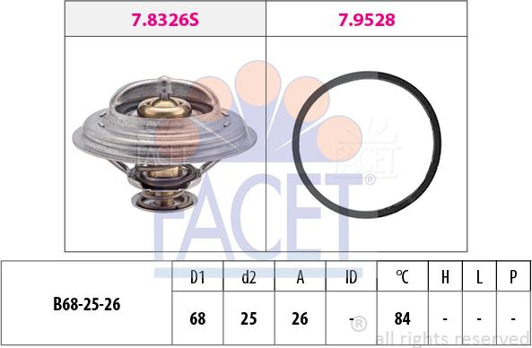 FACET 7.8326 - Термостат охлаждающей жидкости / корпус autospares.lv