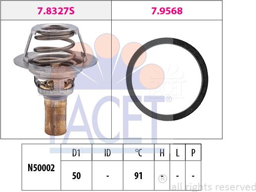 FACET 7.8327 - Термостат охлаждающей жидкости / корпус autospares.lv