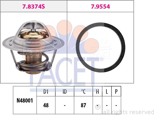FACET 7.8374 - Термостат охлаждающей жидкости / корпус autospares.lv