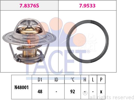 FACET 7.8376 - Термостат охлаждающей жидкости / корпус autospares.lv