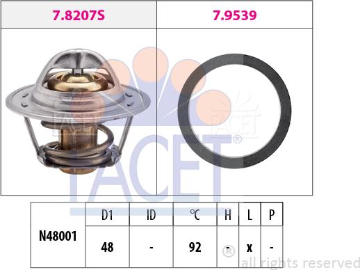 FACET 7.8295 - Термостат охлаждающей жидкости / корпус autospares.lv