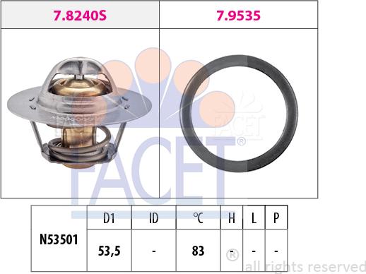 FACET 7.8293 - Термостат охлаждающей жидкости / корпус autospares.lv