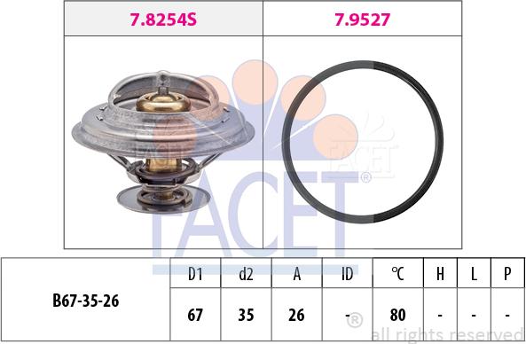 FACET 7.8254 - Термостат охлаждающей жидкости / корпус autospares.lv